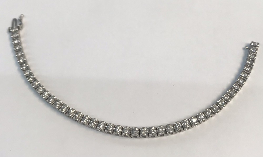 3.15 CTTW SI2 I Natural Diamond 14k White Gold Tennis Bracelet 19.4 G