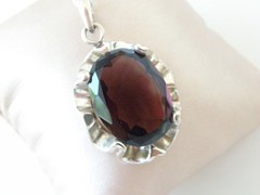 Vintage Sterling Silver 925 Signed Huge Amethyst Look Chain Necklace 20″