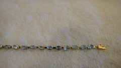 NICE Vintage Antique Estate Jewelry 10k Gold Aquamarine Gemstone Tennis Bracelet