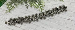 Vintage Unbranded 1950’s Leaf Leaves SILVER Tone Heavy BRACELET 7”