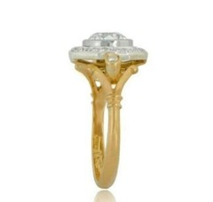 Art Deco Style Round Cut Lab Created Diamond 14K Yellow Gold FN Engagemet Ring