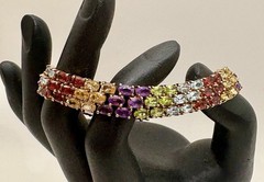 Vintage Ross-Simons 925 Sterling Silver 18K Vermeil Multi Gemstone Bracelet 24g