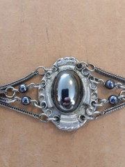 Vintage 900 coin Silver And Black Onyx Middle Eastern/Turkish Bracelet 7″