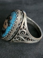Vintage Russian Enamel Folk Art Rostov Finift Ring Size 7