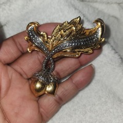 Avon Vintage Acorn Leaf Brooch Gold Silver Tone Rhinestone Fall Autumn Jewelry