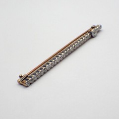 Diamond Bar Pin 14K Gold Platinum Top