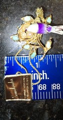 Vintage MINT Swoboda Bird On Nest Brooch W/Eggs Turquoise and Pearls Pin NOS Tag