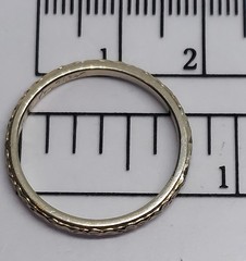 18k White Gold Art Deco wedding Band Ring forget me not flower eternity antique