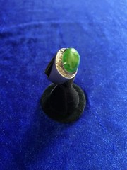 Vintage Estate 50’s Sterling &18k Green Jadeite Men’s Ring Size 9.75 Eyecatcher
