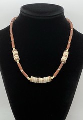 Heishi Beaded Wood Terra-Cotta Necklace Nature Tribal Ethnic Southwest Surfer