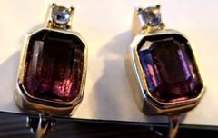 CHRISTIAN DIOR – Simulated Amethyst Clip On Earrings 1980s Signed