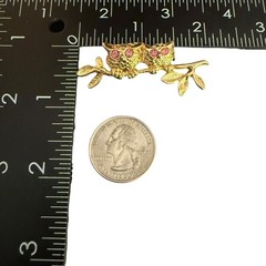 Vintage Twin Owls on Branch Brooch Unsigned Owl Pin Cottagecore 1960s