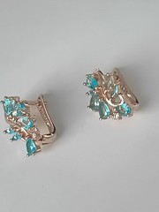 Vintage 1990-s 14 Ct Rolled Gold Aquamarine Zircons Earrings – Hallmarked 585 RG