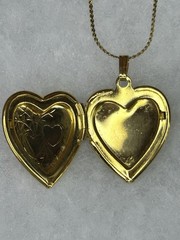 Vintage Double Heart Photo Locket Necklace (c. 1980s–1990s)