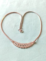 Vintage Clear Glass Rhinestone Choker Necklace 15 in Chain Silver Tone