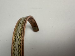 Vintage Mixed Metal Braided Magnetic Cuff Bracelet – copper, brass, and silver