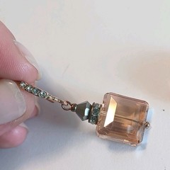 Vintage Square Faceted Crystal Rose Gold Fashion Earrings PLZ READ