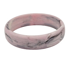 Pink Marble Swirl with Gray Black Abstract Chunky 1990s Bangle Bracelet