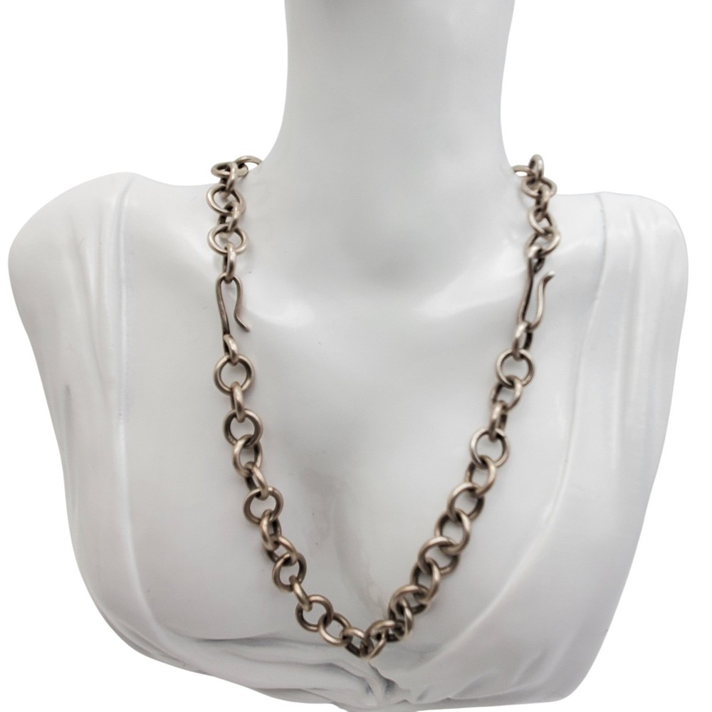 Sterling Silver Round Link Chain Bracelet Choker Necklace Heavy Convertible 47g