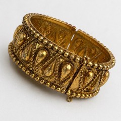 Signed MMA Gold Tone Hinged Bangle Bracelet Vintage Statement Cuff