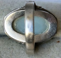 RARE Nephritis stone RING SILVER ANTIQUE size 6 Jewelry Stamp 875 Soviet Ussr