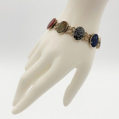 VTG 1950s Symmetalic 1/20 14k Gold on 925 Silver 7.5″ Multi-Gemstone Bracelet