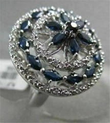 ANTIQUE WIDE FILIGREE 14KT 2.25CTW G VS DIAMOND & AAA BLUE SAPPHIRE RING AMAZING