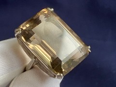 Vtg Large Sterling Silver Ring 16.18g Jewelry Size 6.5 Smoky Quartz Look *READ*