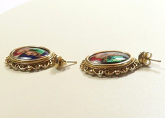 Antique Art Deco French Enamel 13K Yellow Gold Earrings 12.2Gm 1.11″x.90