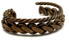 Vintage Braided Copper Bracelet Cuffs Set of 2 Stackable Adjustable