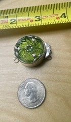 Vtg STERLING 925 3-strand Czech Button BOX CLASP ~ AVACADO MOSSY GREEN