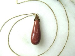 Vintage Gold-Filled Goldstone Tear Drop Pendant Necklace ETC10290