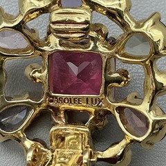 Carolee Lux Earrings Multicolor Crystal Pink Rhinestone Gold Tone Clip On 1.25″