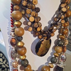 Antique Flat Mother Of Pearl Tiger Eye Gemstone Wooden Beaded Mixed Jewelry Lot