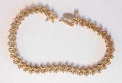Vintage 41 Diamond Set, 10K Yellow Gold Tennis Line 5mm Wide Bracelet 6.25″