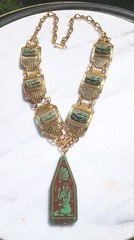 DESTASH! VINTAGE NEIGER EGYPTIAN PENDANT SPHINX GLASS CABACHON NECKLACE BRACELET