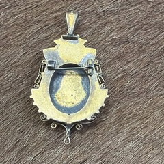 Vintage Late 1800’s Victorian Gold plated seed Pearl Etruscan Pendant/broach