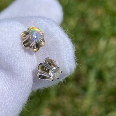 Vintage 14K White Gold Diamond Stud Earrings Belcher Set Appraised @ $1228 Video
