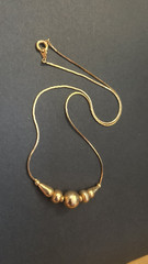 VTG Retro / Art Deco Bead Necklace in Goldtone, Ancient Theme & Style, 18 inche