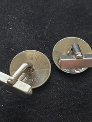 Vintage Swank Sterling Silver Round Cufflinks Geometric Art Deco