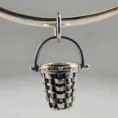 Sterling Silver Candle Basket Charm for Bracelet Brown County BCB Jewelry