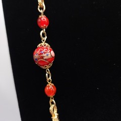 Rare Venetian Wedding Cake Bead Necklace Red Murano Glass Vintage 33in