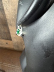 Vintage FAS 925 Sterling Silver Pear Cut Green Emerald CZ Leverback Earrings