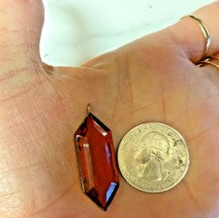 Antique Vintage unusual garnet red glass vermeil hexagonal Pendant