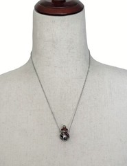 Vintage Artisan Art Glass Perfume Bottle Pendant Necklace Silver Tone Scent Vial