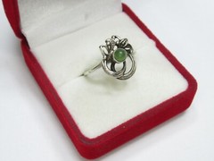 Vintage USSR sterling silver ring 875 star, nephritis, 2,57 gr, ring size 6,5.
