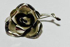 Silver Tone Rose Brooch 2 Inches.