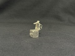 Vintage STER Sterling Silver Opening Box Charm Art Nouveau Floral Pendant 3D