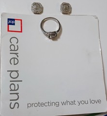 Modern Bride JCPenney 925 Sterling Silver Diamond Ring (Size 7) & Earrings Set