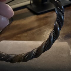 Antique Elephant Cuff Bracelet Twisted Tri Color Metal Copper Brass